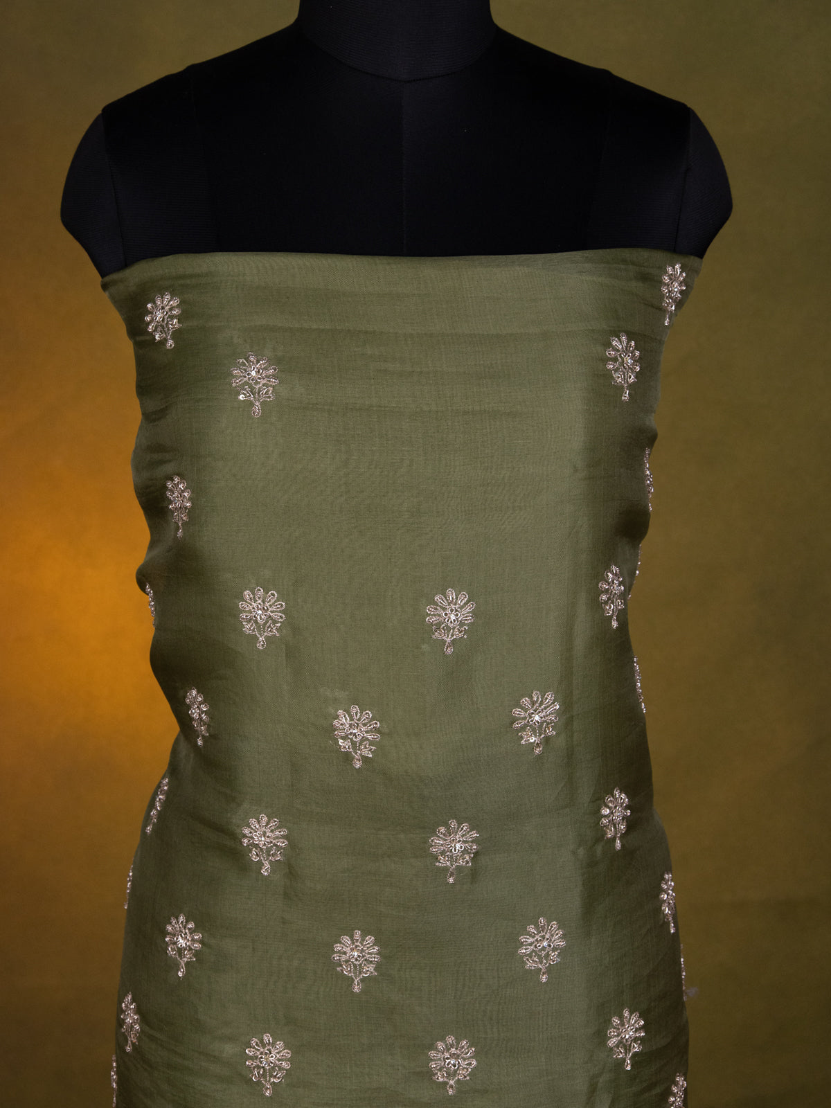 Pastel Green Organza Unstitched Suit