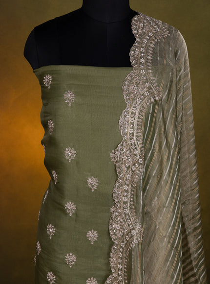 Pastel Green Organza Unstitched Suit