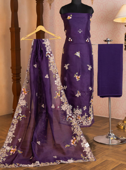 Violet Organza Unstitched Suit