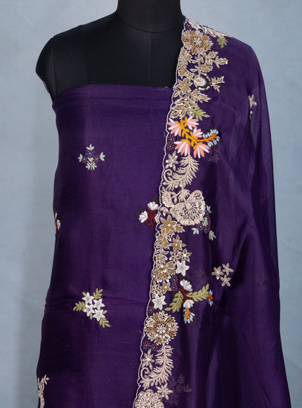 Violet Organza Unstitched Suit
