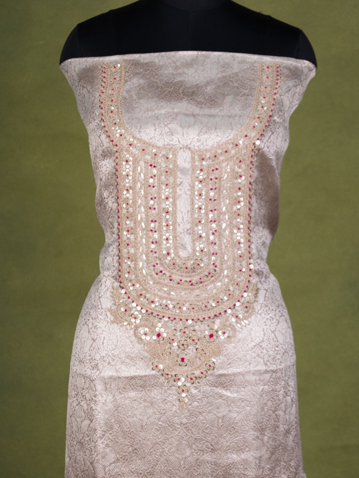 Pastel Pink Tissue Silk Unstitched Suit