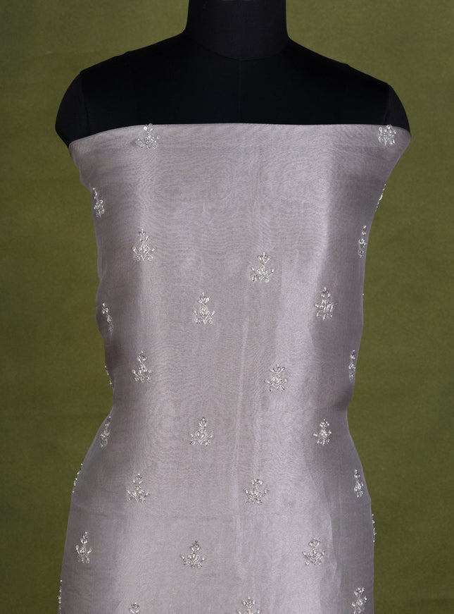 Grey Tissue Silk Unstitched Suit