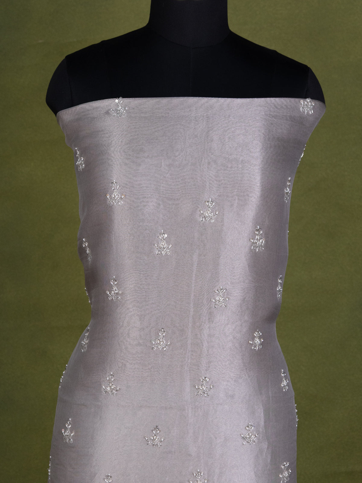 Grey Tissue Silk Unstitched Suit