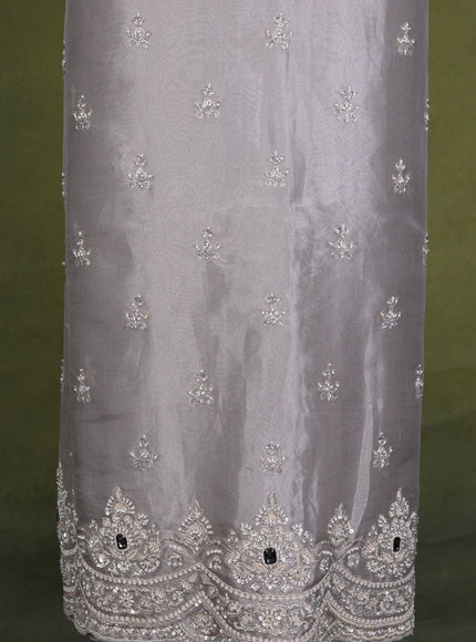 Grey Tissue Silk Unstitched Suit