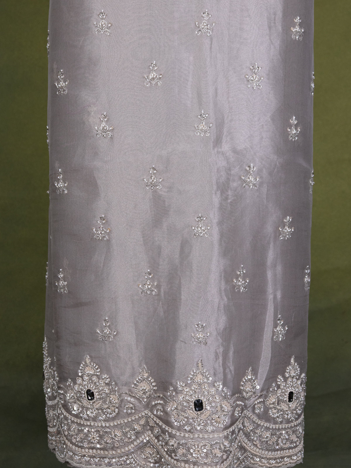 Grey Tissue Silk Unstitched Suit