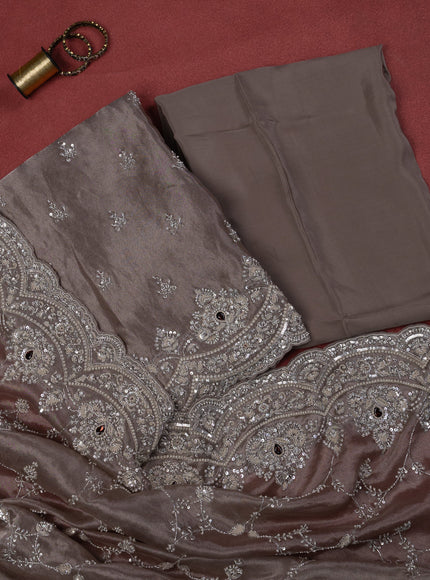 Pastel Brown Tissue Silk Unstitched Suit