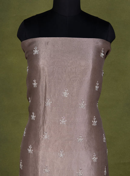 Pastel Brown Tissue Silk Unstitched Suit