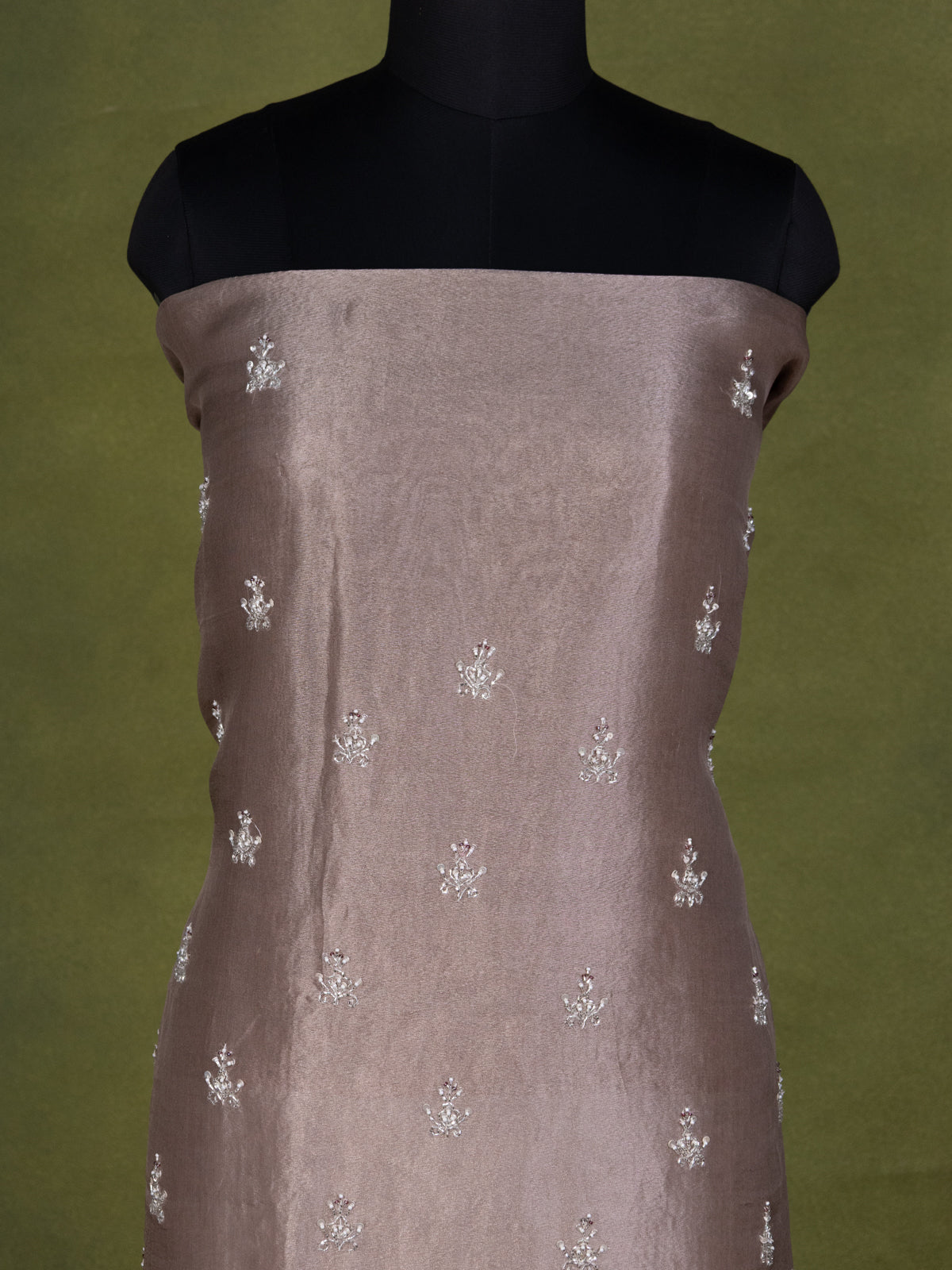 Pastel Brown Tissue Silk Unstitched Suit