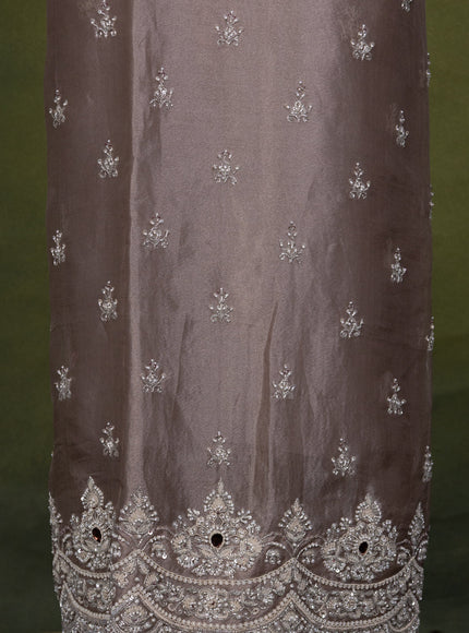 Pastel Brown Tissue Silk Unstitched Suit