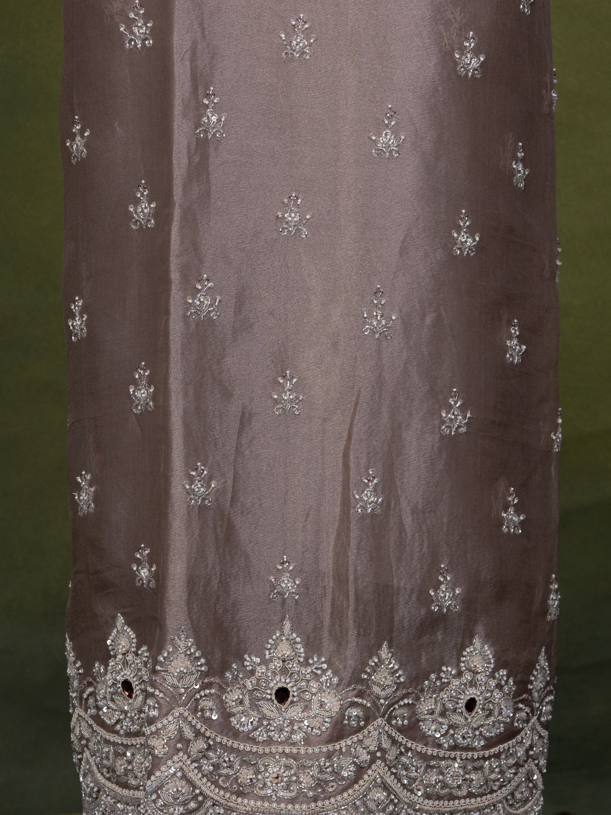 Pastel Brown Tissue Silk Unstitched Suit