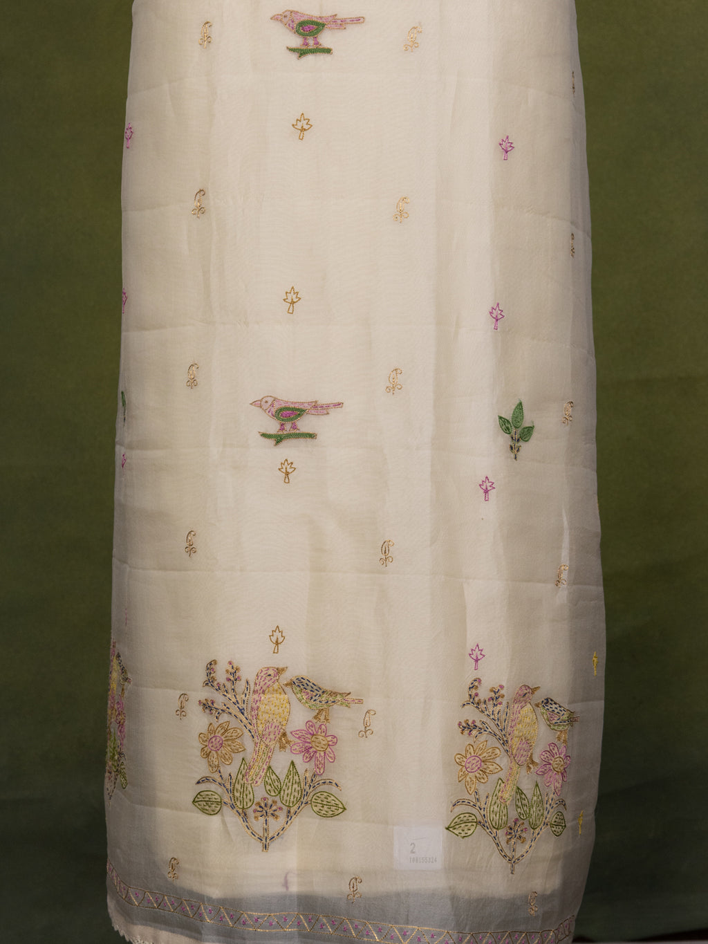 Cream Organza Unstitched Suit