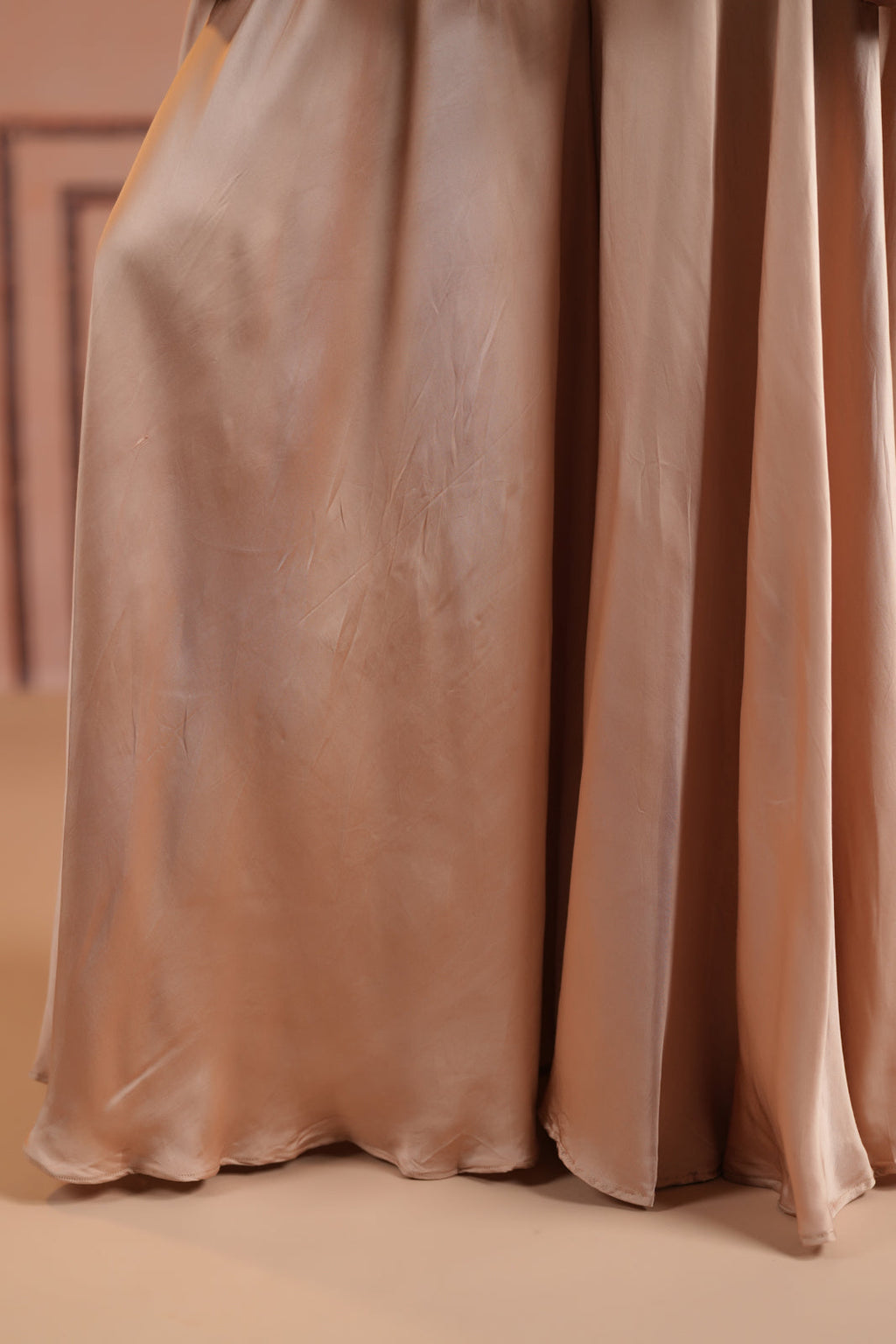 Beige Crepe Indo Western Outfit With Printed Crop Top And Collared Shirt Sharara Pant