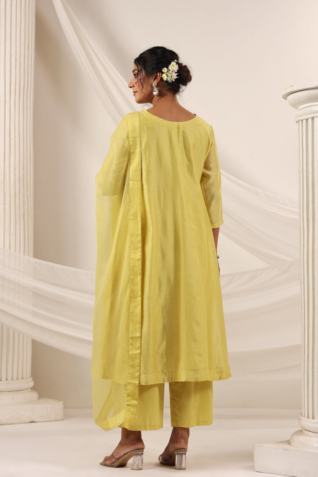 Yellow Chanderi Salwar Suit & Matching Pant And Dupatta.