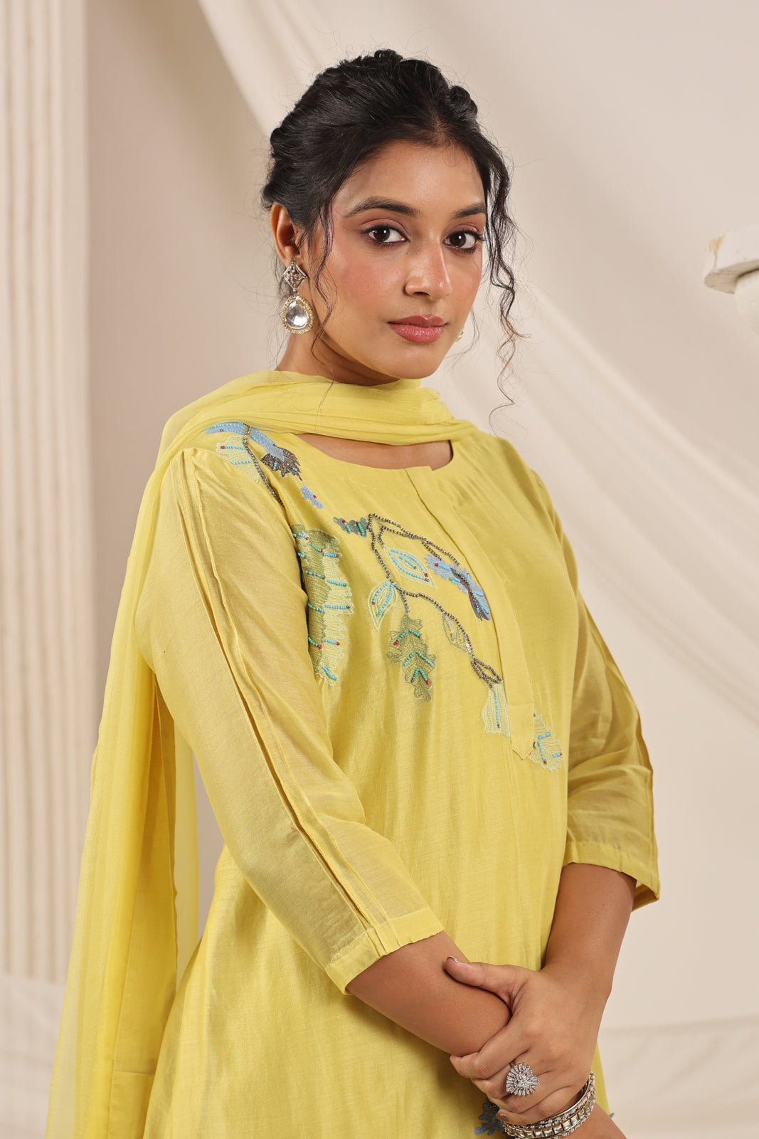 Yellow Chanderi Salwar Suit & Matching Pant And Dupatta.