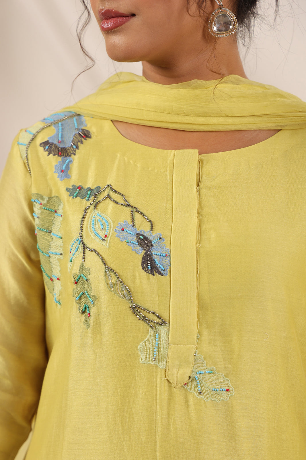 Yellow Chanderi Salwar Suit & Matching Pant And Dupatta.