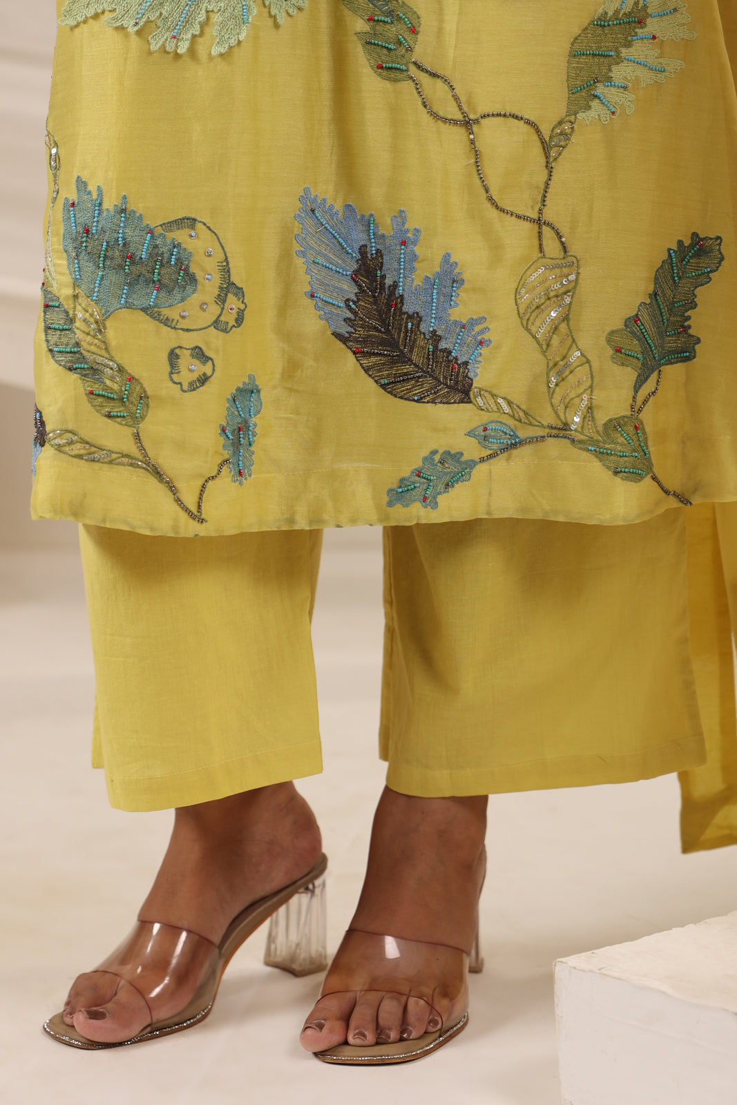 Yellow Chanderi Salwar Suit & Matching Pant And Dupatta.
