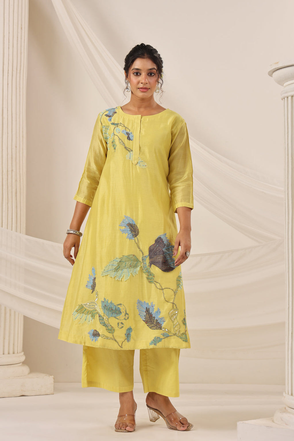 Yellow Chanderi Salwar Suit & Matching Pant And Dupatta.