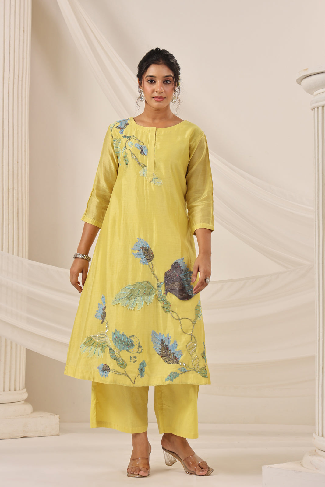 Yellow Chanderi Salwar Suit & Matching Pant And Dupatta.