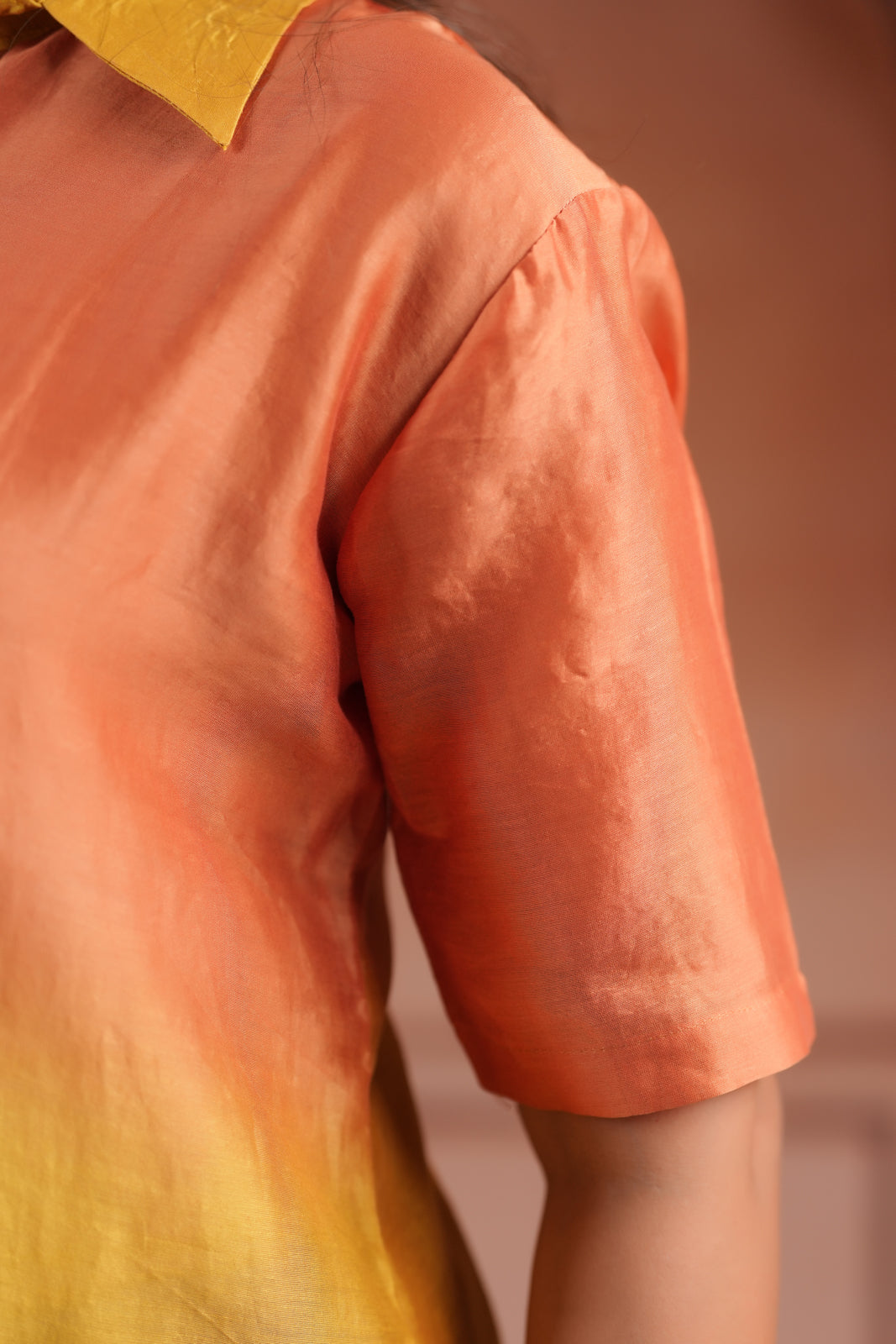 Multi Colour Mul Chanderi Collared Shirt With Grey Straight Cut Pant