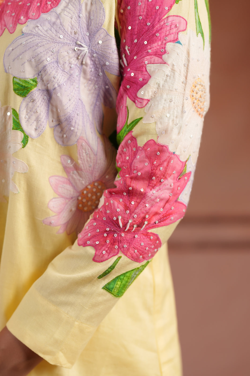 Yellow Cotton Collared Co-Ord Set With Floral Prints Straight Cut Pant