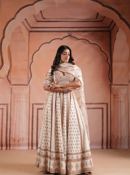 Off White Raw Silk Crop Top Lehenga Set With Allover Sequin Work And Embroidery
