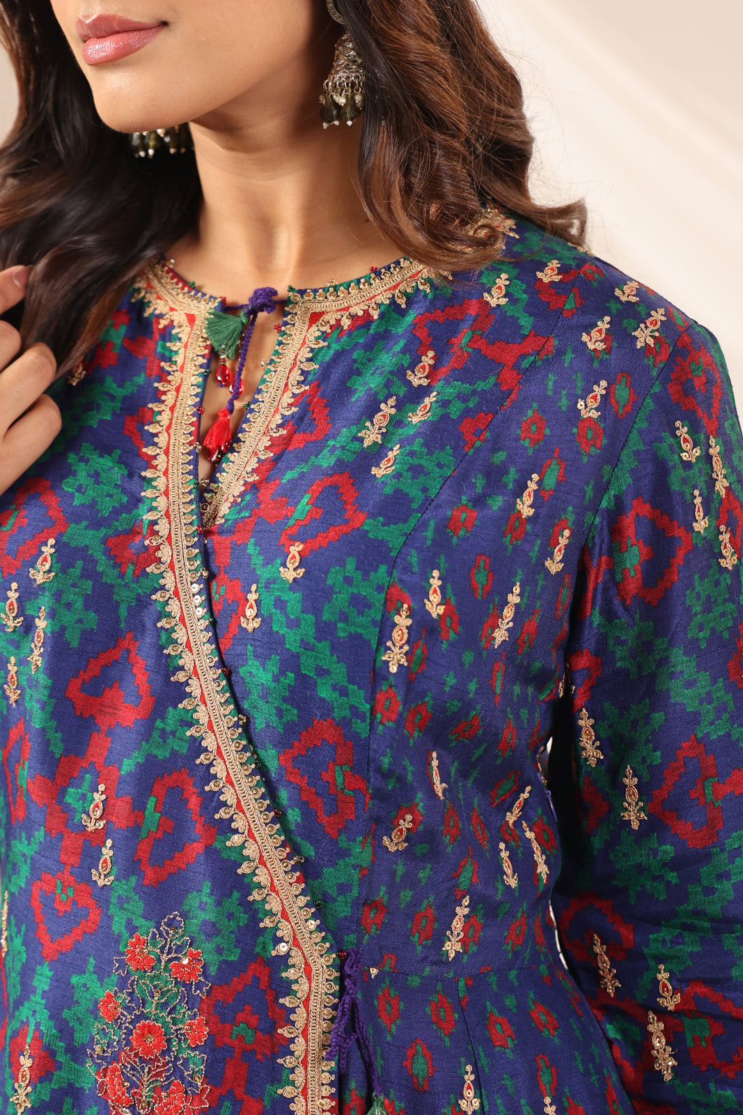 Blue Anarkali Salwar Suit With Elegant Embroidery And Sharara Pant