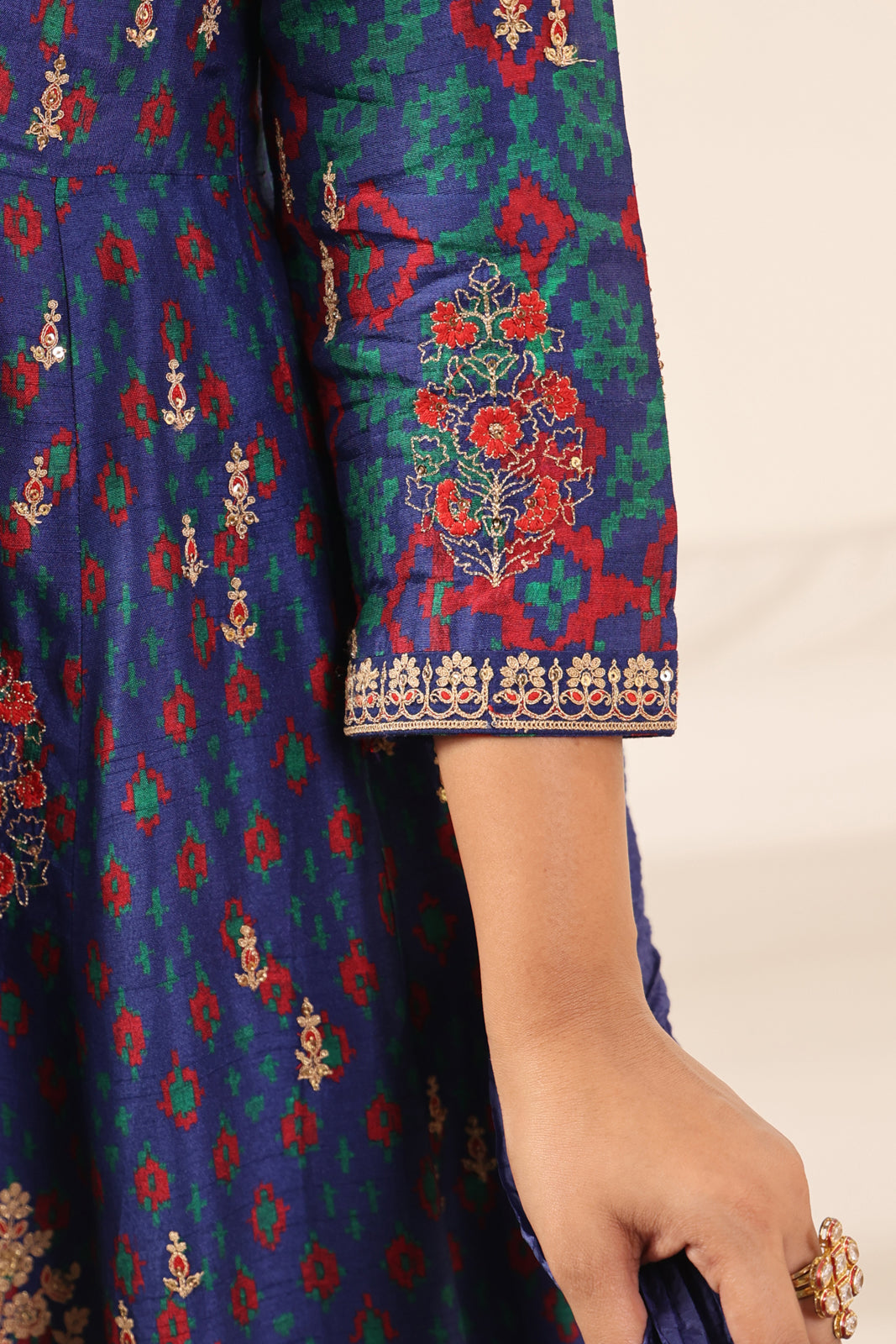 Blue Anarkali Salwar Suit With Elegant Embroidery And Sharara Pant