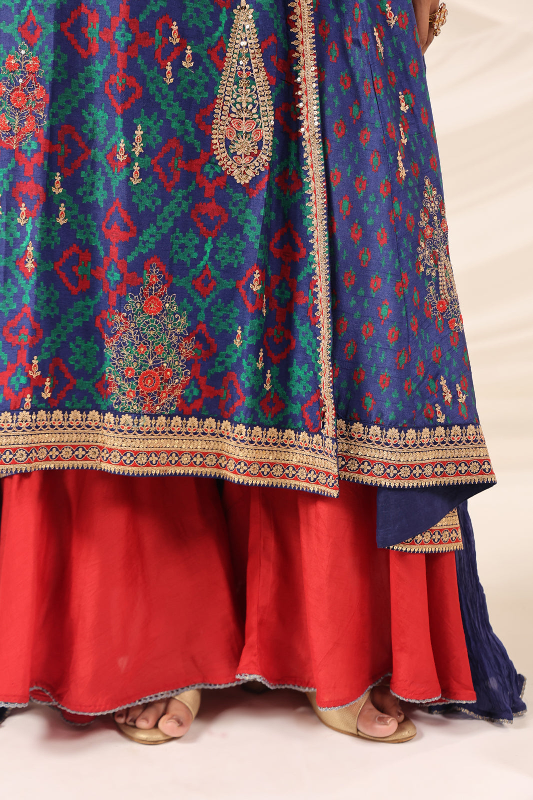 Blue Anarkali Salwar Suit With Elegant Embroidery And Sharara Pant