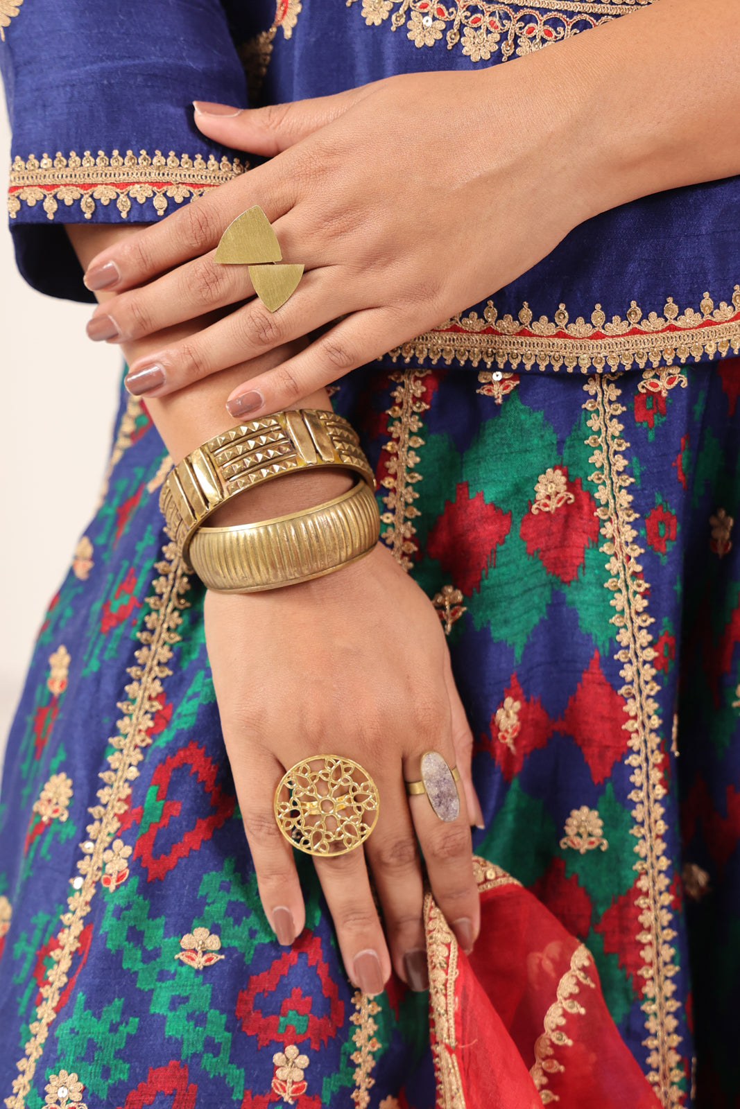 Blue Etnic Peplum Kurti With Lehanga Set And Orange Embroided Dupatta