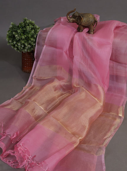 Peach Pink Mul Chanderi Semi Stitched Suit