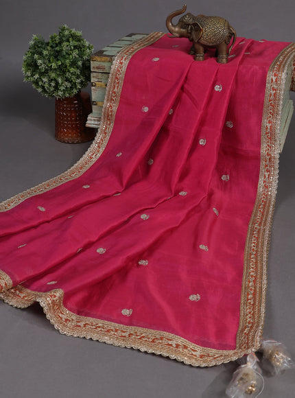 Pink Mul Chanderi Semi Stitched Suit