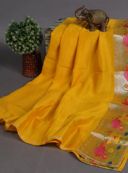 Mango Yellow Mul Chanderi Stitched Suit