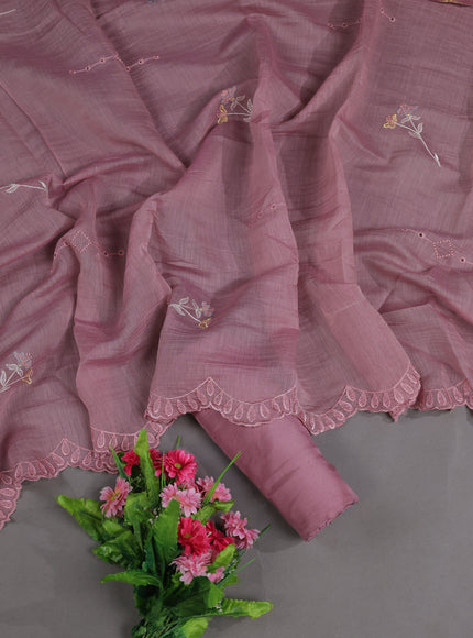 Pastel Pink Mul Chanderi Semi Stitched Suit