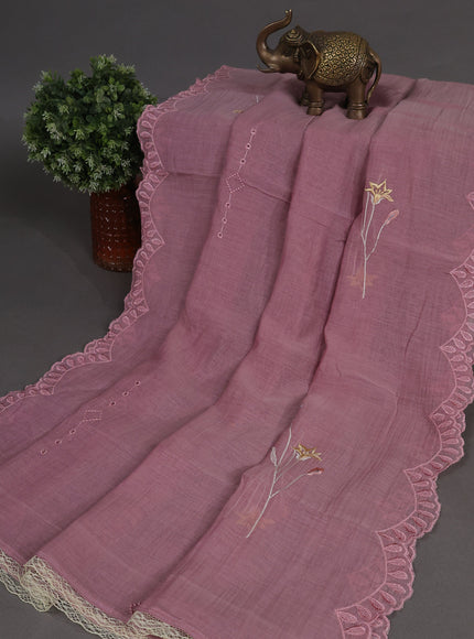 Pastel Pink Mul Chanderi Semi Stitched Suit