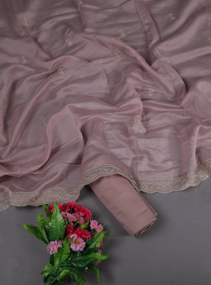 Pastel Pink Mul Chanderi Semi Stitched Suit