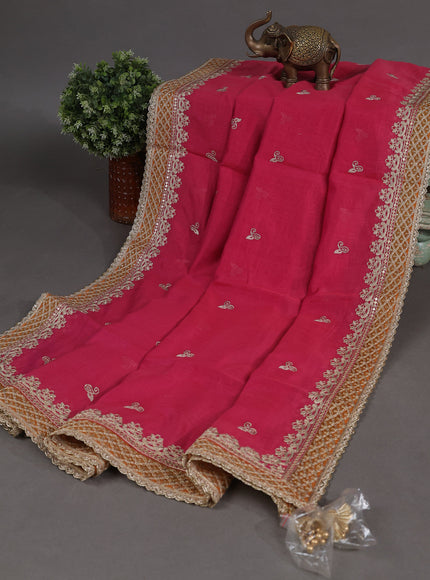 Pink Mul Chanderi Semi Stitched Suit