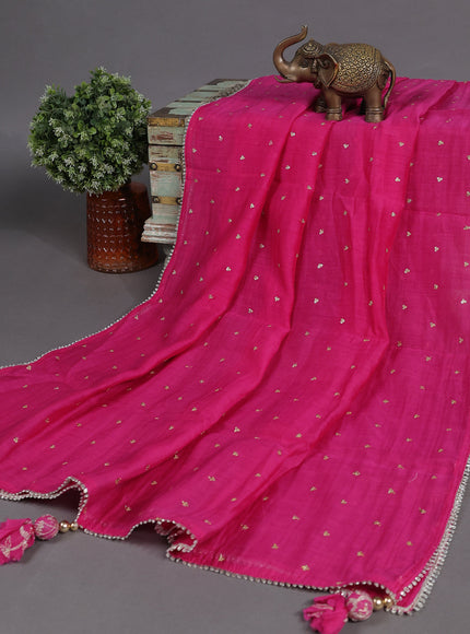 Pink Mul Chanderi Semi Stitched Suit