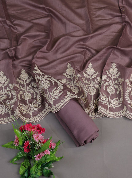 Rosy Brown Mul Chanderi Stitched Suit
