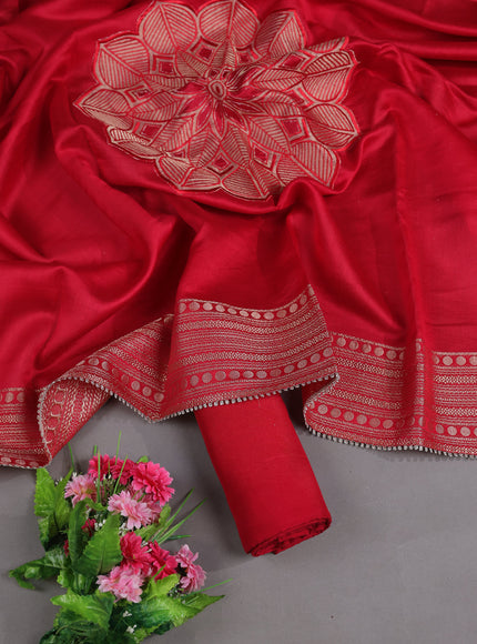 Red Mul Chanderi Stitched Suit