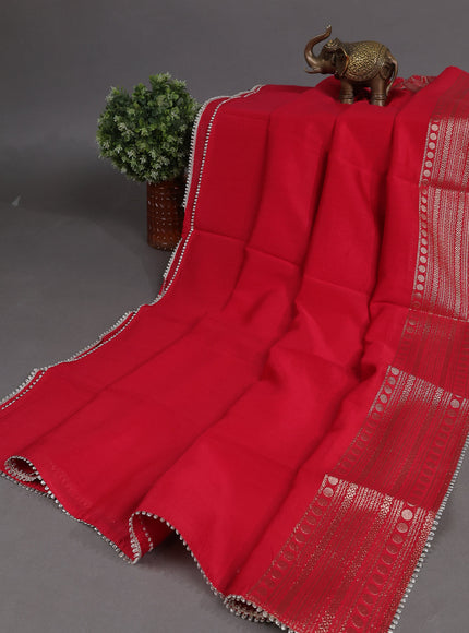 Red Mul Chanderi Stitched Suit