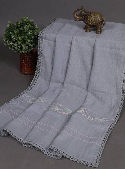 Grey Mul Chanderi Unstitched Suit
