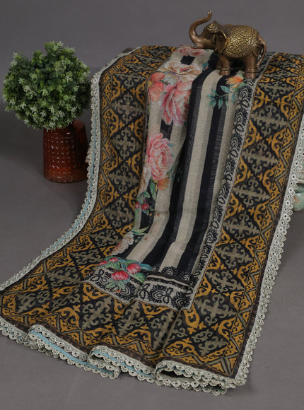 Black Mul Chanderi Unstitched Suit