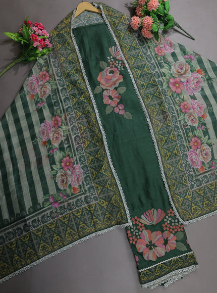 Bottle Green Mul Chanderi Unstitched Suit