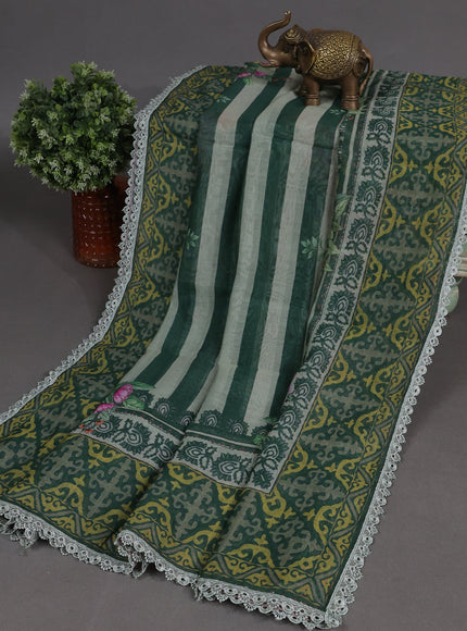 Bottle Green Mul Chanderi Unstitched Suit