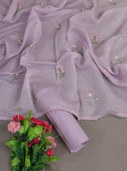 Lavender Mul Chanderi Unstitched Suit