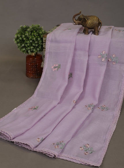 Lavender Mul Chanderi Unstitched Suit