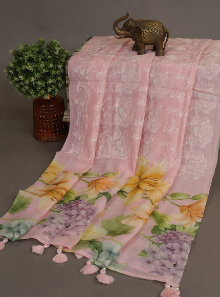 Baby Pink Mul Chanderi Unstitched Suit