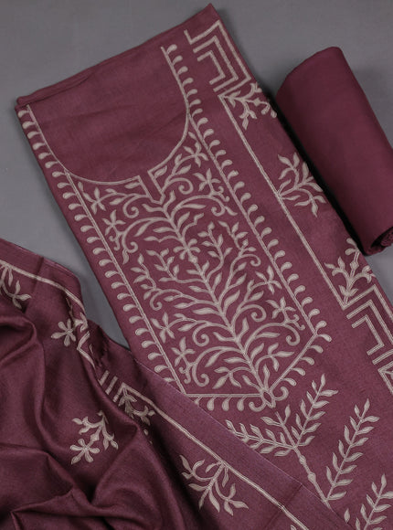Mauve Tussar Silk Unstitched Suit