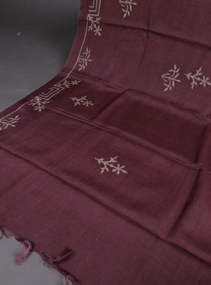 Mauve Tussar Silk Unstitched Suit