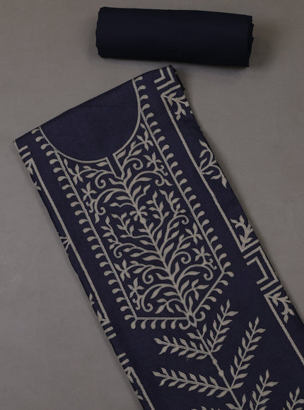 Navy Blue Tussar Silk Unstitched Suit
